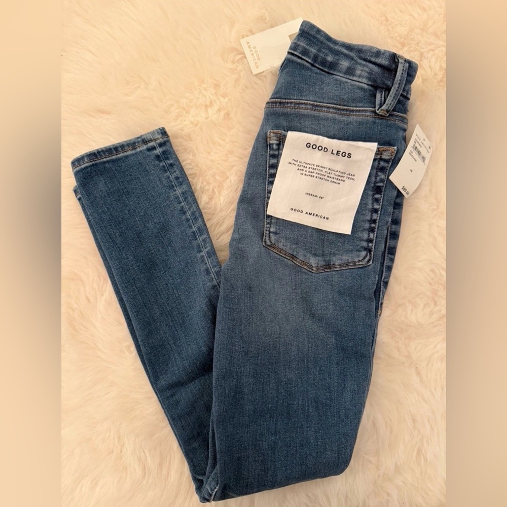Good American Women's Mid Wash Blue Skinny Jeans